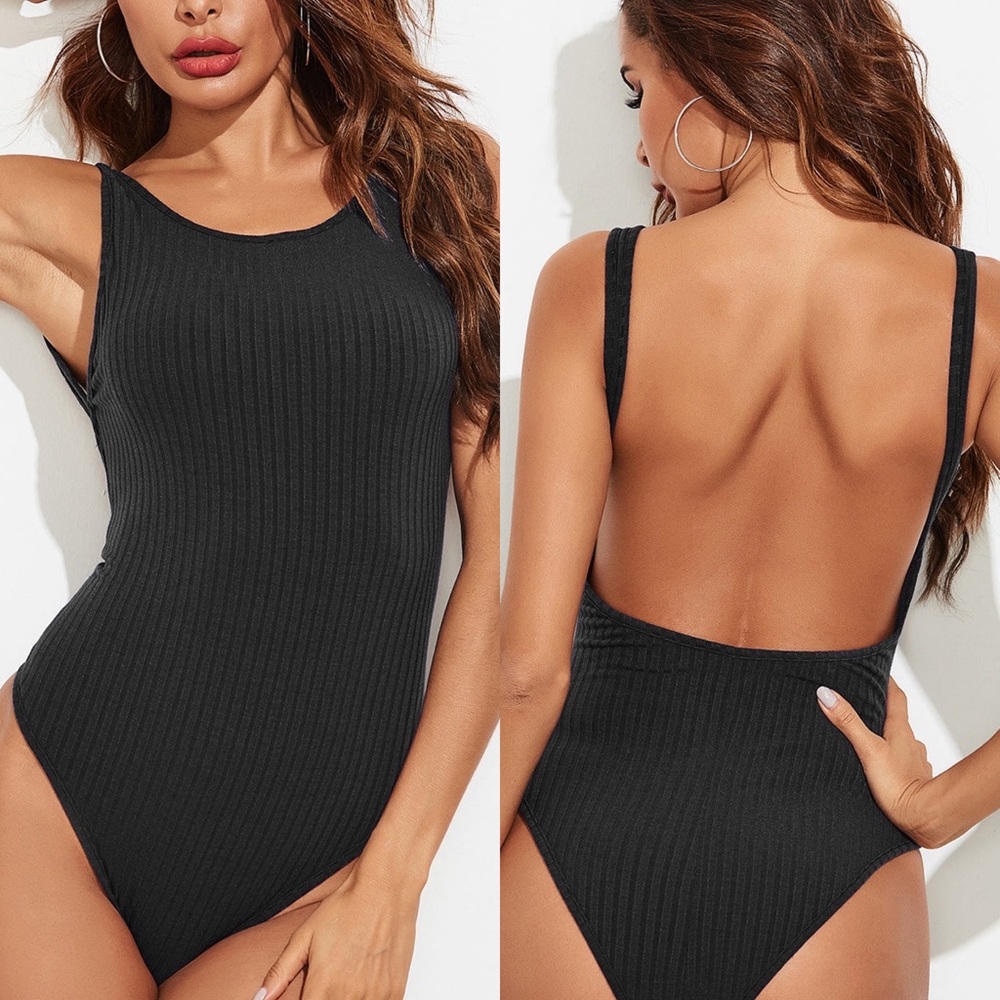 NWT! Ribbed Sleeveless Backless Bodysuit